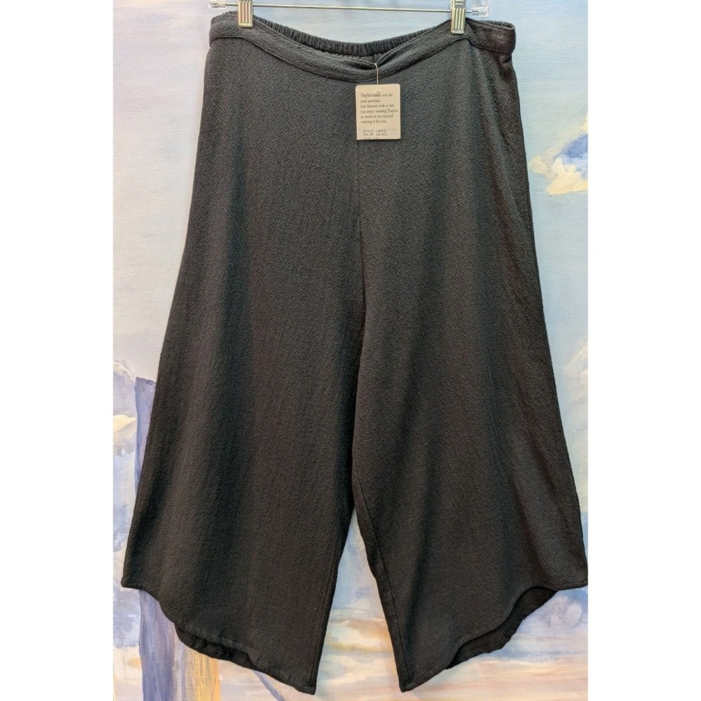 NWT Toofan XL Black Wide Angled Leg Textured Gauze Pants